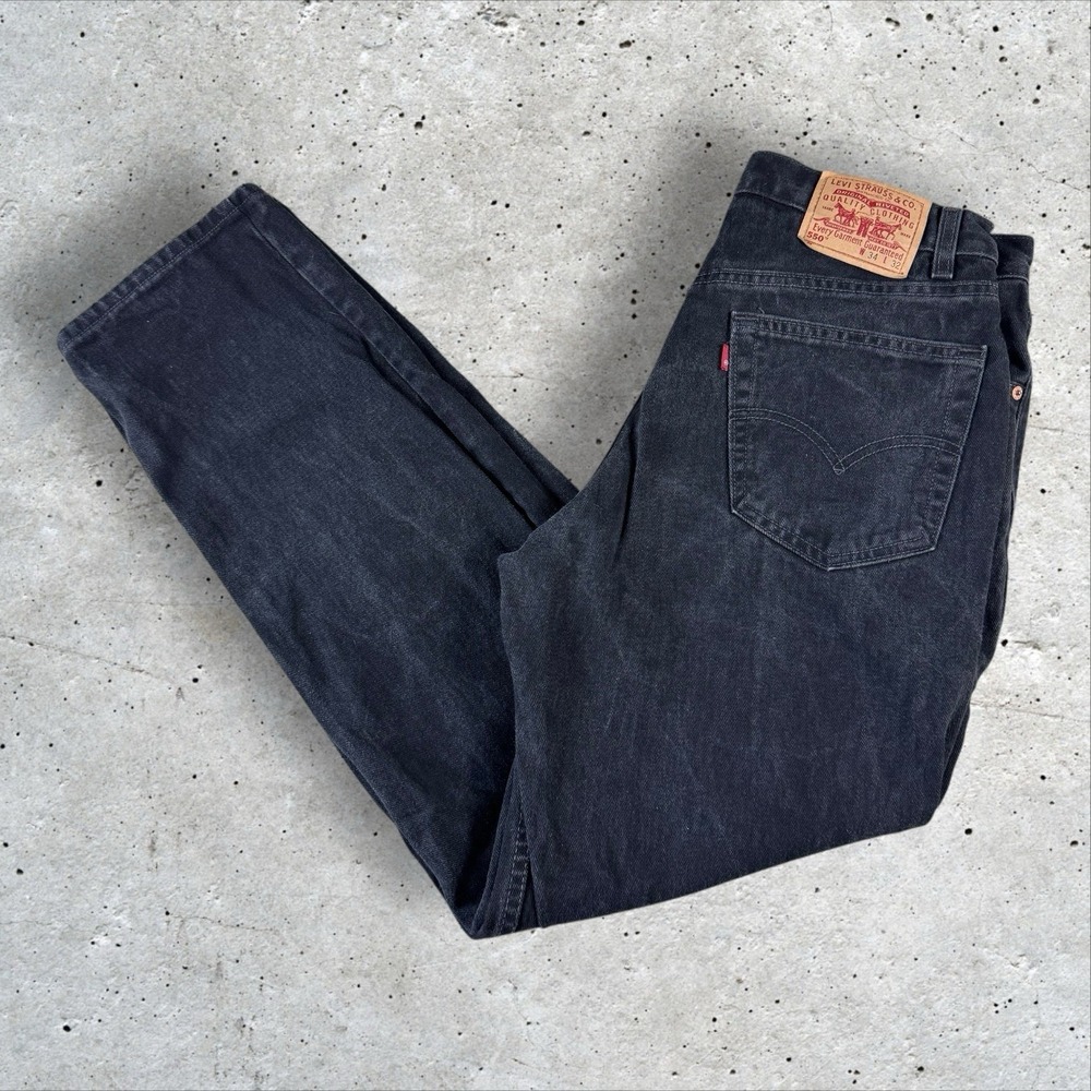 Vintage Levis 550 Jeans Fits 30x32 90s Black Baggy Straight‎ Relaxed Denim